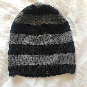 Boys S/M Black and Grey Striped BabyGap Beanie